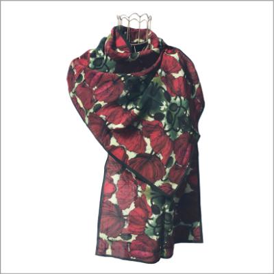 Red Poppies Silk Scarf